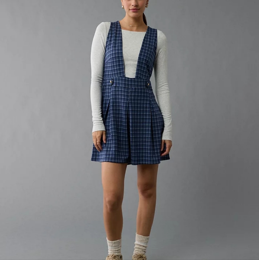 🏷NWT AE It Knit Pinafore Mini Dress In Navy - Size Small